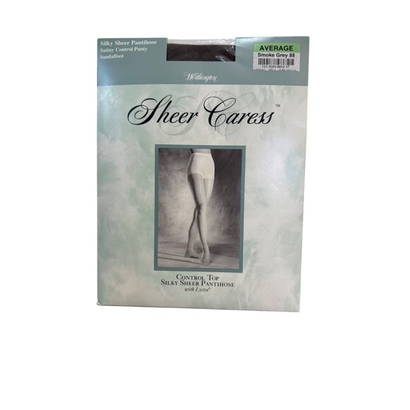 Sheer Caress Control Top Silk Sheer Pantyhose Color Smoke Grey Sandalfoot Size M - Picture 9 of 9